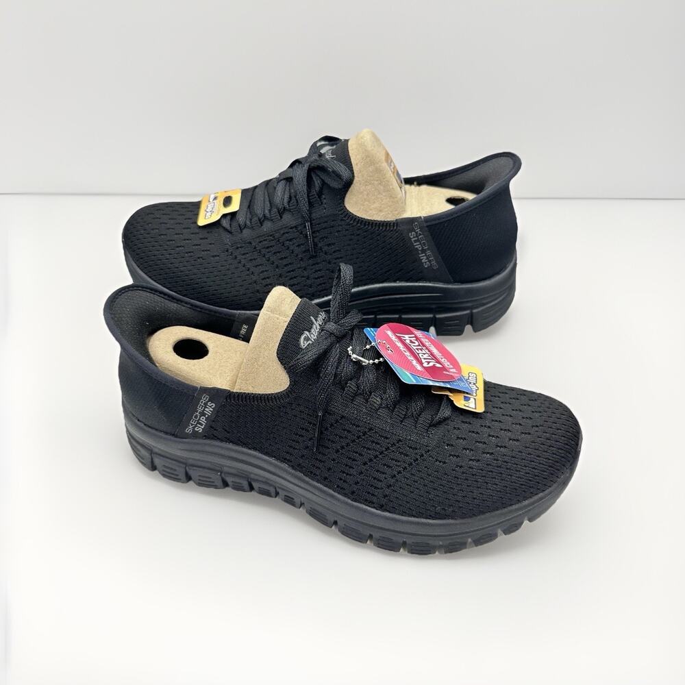 Skechers Graceful First Blush Black Women’s Casual Slip In Sneaker | Size 9